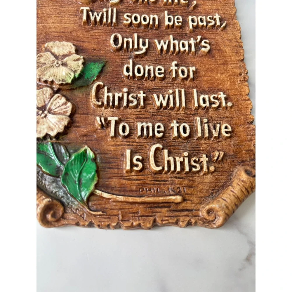 Vintage Religious Wall Plaque Only One Life Christ Will Last Philippians 1:21